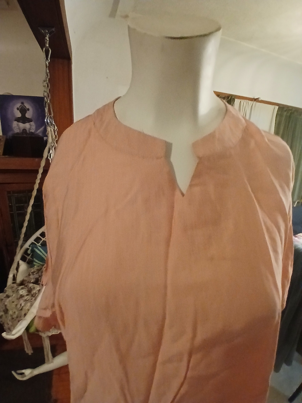 Relaxed Peach Split-Neck Women's Tunic Set